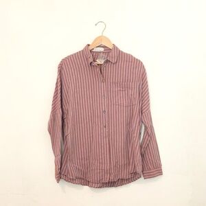 Urban Outfitters Cotton Stripe Button Front Shirt size M Terracotta Stripe NWT